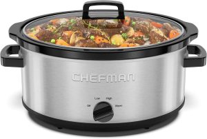 Chefman Slow Cooker 7 Quart. Large Family Size Slow Cooker with Low. High & Warm Settings.