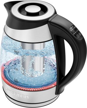Chefman Electric Kettle with Temperature Control. 5 Presets LED Indicator Lights.